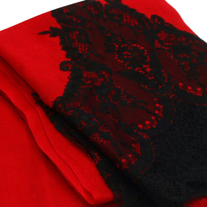 Scallop - Red w/ Black Lace Shawl