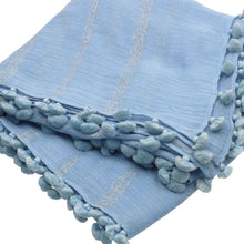 Load image into Gallery viewer, Pom Poms - Lurex w Lace - Sky Blue Shawl