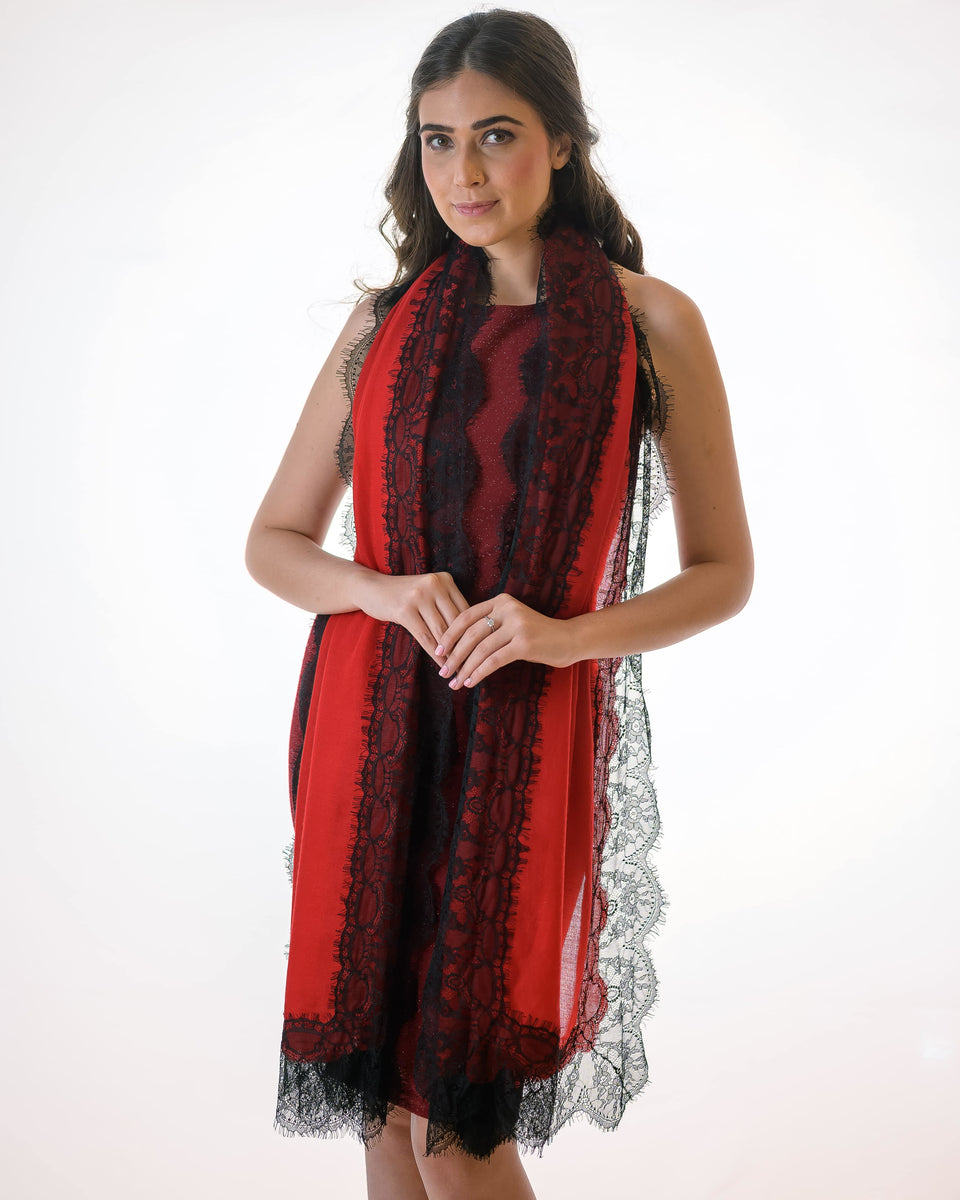 Red and black shop shawl