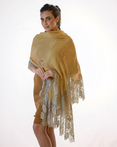 Beige Gold Silver Lace