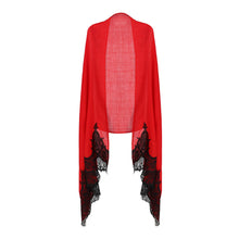 Load image into Gallery viewer, Scallop - Red w/ Black Lace Shawl
