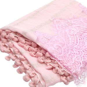 Pom Poms - Lurex w Lace - Baby Pink Shawl