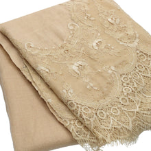 Load image into Gallery viewer, Scallop - Beige w/ Beige Lace Shawl