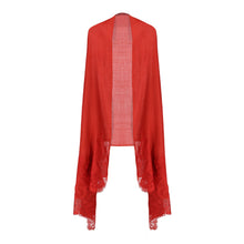 Load image into Gallery viewer, Scallop - Red w/ Red Lace Shawl
