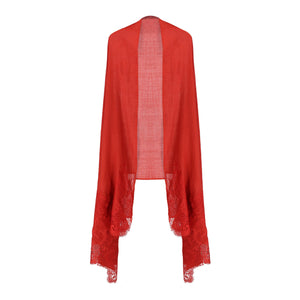 Scallop - Red w/ Red Lace Shawl